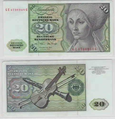 T145544 Banknote 20 DM Deutsche Mark Ro. 271b Schein 2.Jan. 1970 KN GE 4736948 G