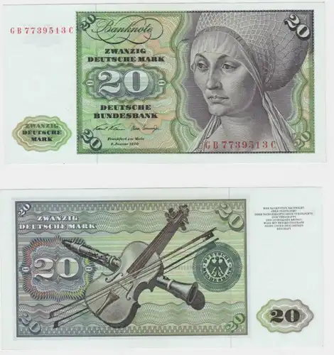 T145541 Banknote 20 DM Deutsche Mark Ro. 271a Schein 2.Jan. 1970 KN GB 7739513 C