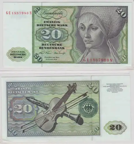 T145539 Banknote 20 DM Deutsche Mark Ro. 271b Schein 2.Jan. 1970 KN GE 1887983 N