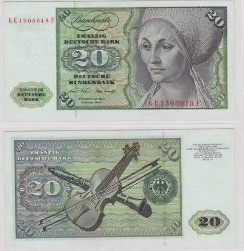 T145534 Banknote 20 DM Deutsche Mark Ro. 271b Schein 2.Jan. 1970 KN GE 1508018 F