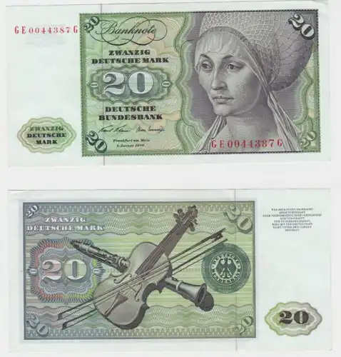 T145523 Banknote 20 DM Deutsche Mark Ro. 271b Schein 2.Jan. 1970 KN GE 0044387 G