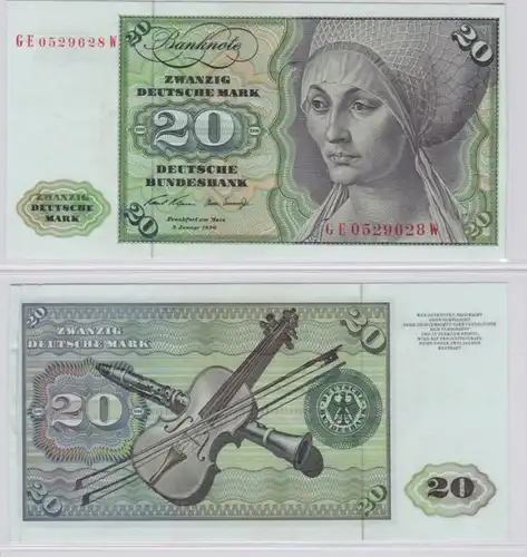 T145400 Banknote 20 DM Deutsche Mark Ro. 271b Schein 2.Jan. 1970 KN GE 0529628 W
