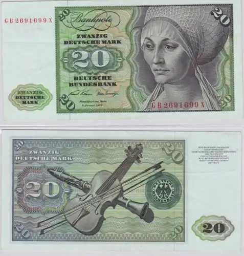 T145397 Banknote 20 DM Deutsche Mark Ro. 271a Schein 2.Jan. 1970 KN GB 2691699 X