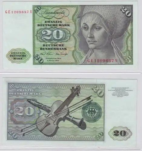 T145390 Banknote 20 DM Deutsche Mark Ro. 271b Schein 2.Jan. 1970 KN GE 1209687 V