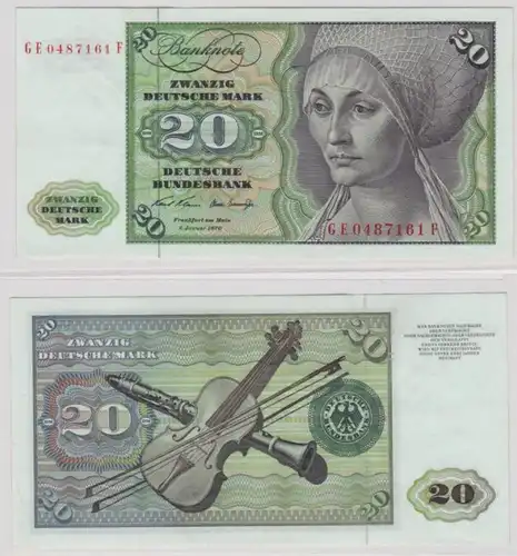 T145384 Banknote 20 DM Deutsche Mark Ro. 271b Schein 2.Jan. 1970 KN GE 0487161 F