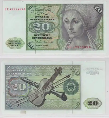 T145381 Banknote 20 DM Deutsche Mark Ro. 271b Schein 2.Jan. 1970 KN GE 4795869 G