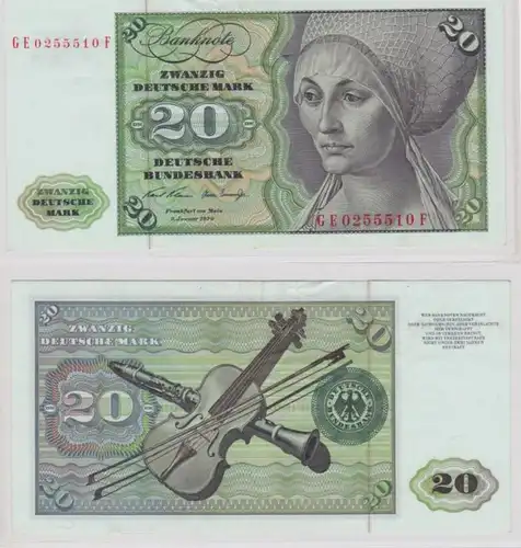 T145379 Banknote 20 DM Deutsche Mark Ro. 271b Schein 2.Jan. 1970 KN GE 0255510 F