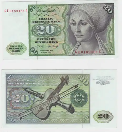 T145365 Banknote 20 DM Deutsche Mark Ro. 271b Schein 2.Jan. 1970 KN GE 0189481 G
