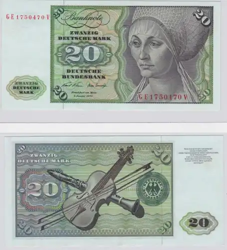 T145318 Banknote 20 DM Deutsche Mark Ro. 271b Schein 2.Jan. 1970 KN GE 1750470 V