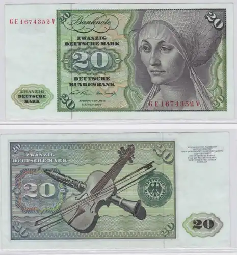 T145327 Banknote 20 DM Deutsche Mark Ro. 271b Schein 2.Jan. 1970 KN GE 1674352 V