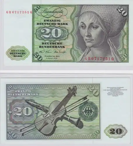 T145290 Banknote 20 DM Deutsche Mark Ro. 271a Schein 2.Jan. 1970 KN GB 6717251 Q
