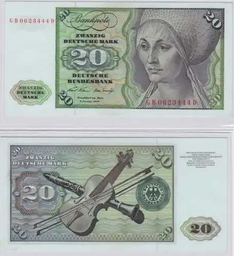 T145251 Banknote 20 DM Deutsche Mark Ro. 271a Schein 2.Jan. 1970 KN GB 0623444 D