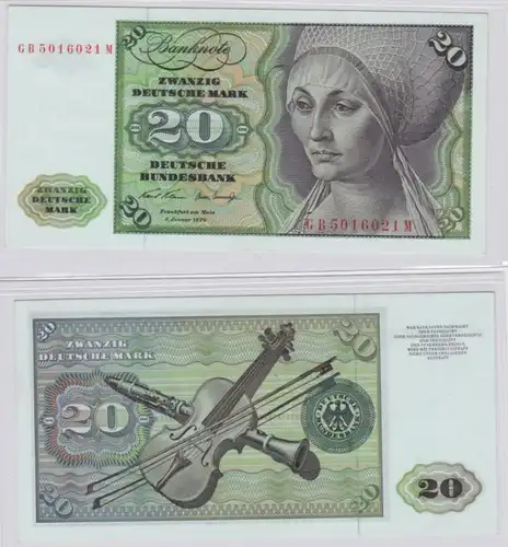 T145250 Banknote 20 DM Deutsche Mark Ro. 271a Schein 2.Jan. 1970 KN GB 5016021 M