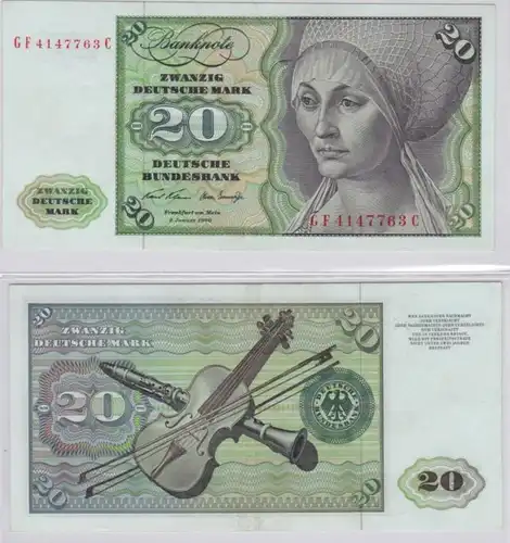 T140975 Banknote 20 DM Deutsche Mark Ro. 271b Schein 2.Jan. 1970 KN GF 4147763 C