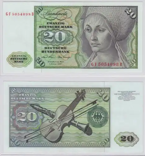 T145243 Banknote 20 DM Deutsche Mark Ro. 271b Schein 2.Jan. 1970 KN GF 5054098 B