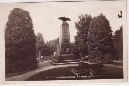 67115 Ak Saarbrücken Ehrental mit Denkmal 1929