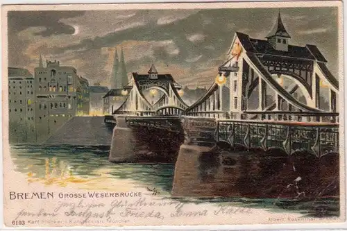 67111 Ak Brême Grand pont Weser 1900