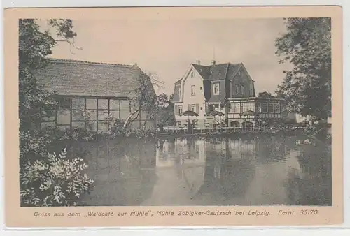 67058 Ak Gruß aus dem "Waldcafé zur Mühle" Zöbigker Gautzsch bei Leipzig um 1920