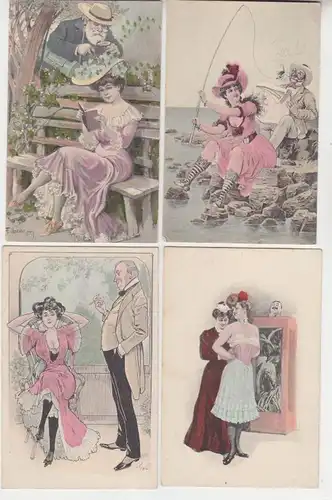 66938 / 4 Artistes Ak érotique Sensualité Édition "Sect" vers 1910