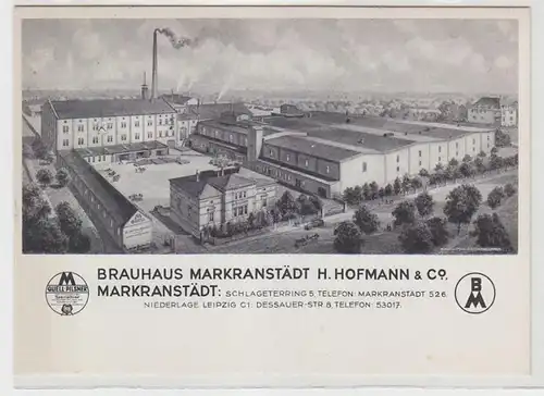 66934 Reklame Ak Brauhaus Markranstädt H. Hofmann & Co. um 1930