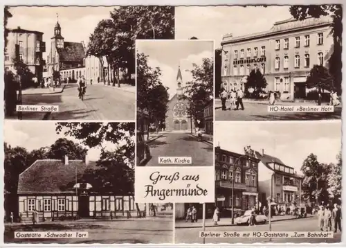 66911 Mehrbild Ak Gruß aus Angermünde HO Hotel usw. 1964
