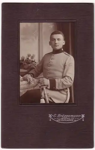 66900 Kabinett Foto Soldat Leipzig Gohlis Schulterstück mit Nr.19, um 1900