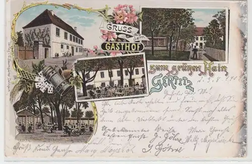 66813 Ak Lithographie Gruß aus dem Gasthof zum grünen Hain Gertitz 1902