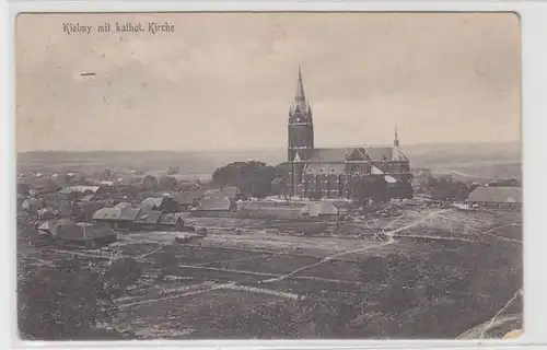 66689 Feldpost Ak Kielmy mit katholischer Kirche 1915