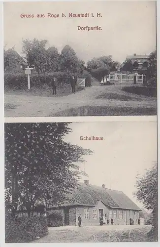 66679 Mehrbild Ak Gruß aus Roge bei Neustadt i.H. Dorfpartie, Schulhaus um 1910