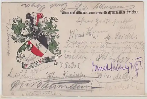 66674 Studentika Ak Wissenschaftlicher Verein am Realgymnasium Zwickau 1899