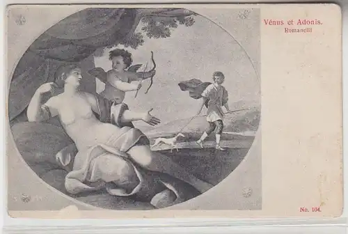 66626 Erotik Ak "Vénus et Adonis" Romanelli Femme Act vers 1910