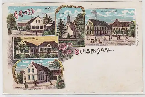 66615 Ak Lithographie Gruß aus Ochsensaal Gasthof usw. um 1900