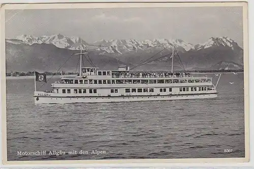 66598 Ak Motorbateau Allgäu avec les Alpes 1939