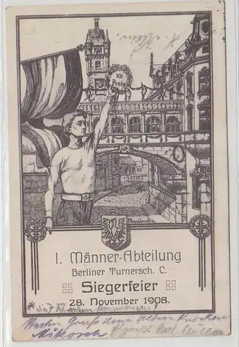 66562 Ak Berliner Turnerschaft 1. Männer Abteilung Siegerfeier 28. November 1908