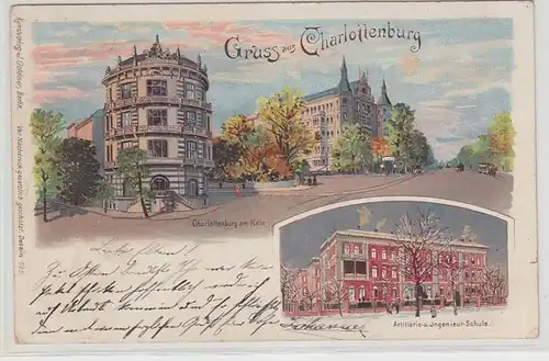 66560 Ak Gruß aus Charlottenburg am Knie, Artillerie- und Ingenieur Schule 1903