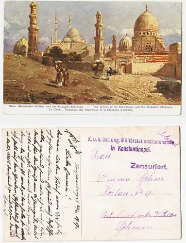 66550 Ak avec cachet de poste K.u.K. Turquie Constantinople 1917