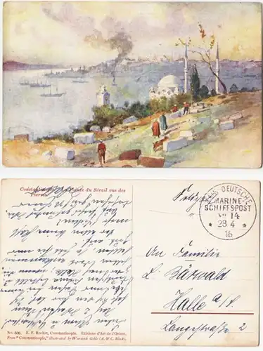 66547 Ak mit Feldpoststempel Türkei MSP Nr.14 SMS General 1915