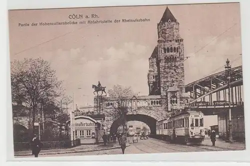 66482 Ak Cologne Partie du pont de Hohenzollern avec point de départ de la piste de Rhin