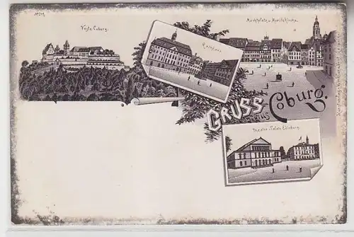 66477 Ak Lithographie Gruß aus Coburg um 1900