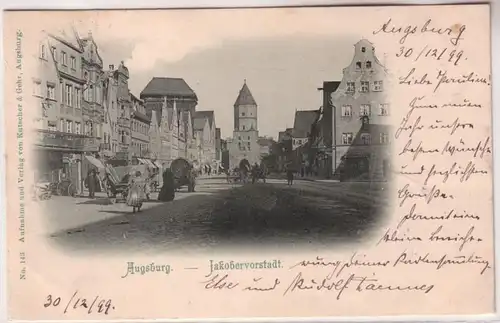 66470 Ak Augsburg Jakobervorstadt avec trafic 1899