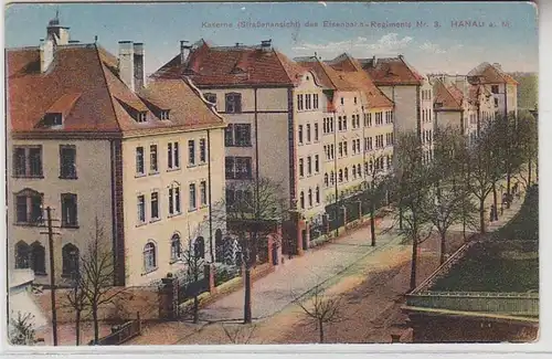 66465 Ak Hanau sur la caserne principale du régiment de chemin de fer n°3 vers 1915