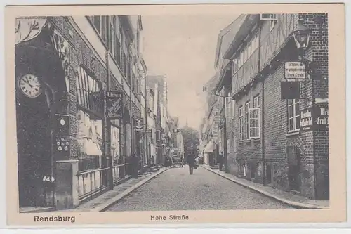 66456 Ak Rendsburg hohe Strasse mit Uhrengeschäft um 1930