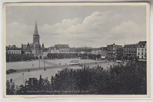 66451 Ak Saarlautern Place du marché avec l'Église catholique 1939