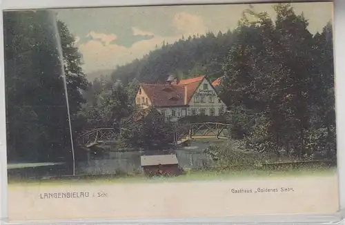66409 Ak Langenbielau à l'auberge de Schlesien "Goldenes Sieb" 1906