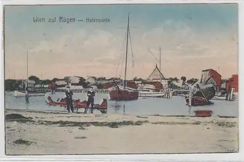 66389 Ak Wiek sur Rügen Lot de port 1921