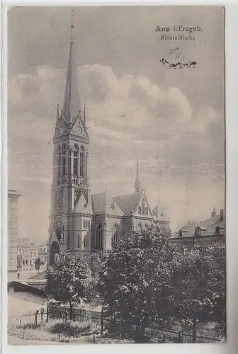 66376 Feldpost Ak Aue im Erzgebirge Nikolaikirche 1918