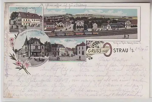 66366 Ak Lithographie Gruß aus Weissenfels Bahnhofsrestaurant 1905