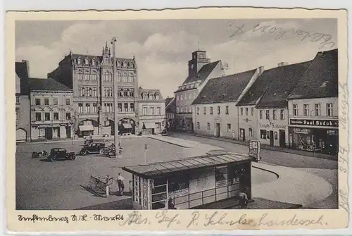 66361 Feldpost Ak Senftenberg N./ L. Markt mit Restaurant 1940
