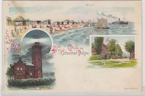66340 Ak Lithographie Salutation de la mer Baltique Bad Dahme vers 1900