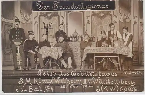 66337 Foto Ak Feier des Geburtstages S.M. König Wilhelm II von Württemberg 1914
